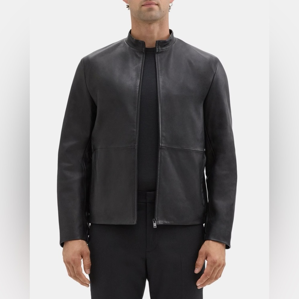 THEORY Men's Arvid L Leather Jacket - Black - SIZE L